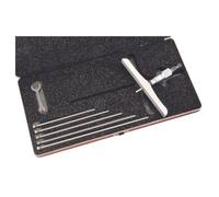 Starrett 445DZ-6RL - Medidor de profundidad de vernier, tope de carraca, tuerca de bloqueo, tipo micrometro, rango de 0-6", graduación de 0,001", base de 15,24 cm, 6 varillas, precisión de +/-0,0001"