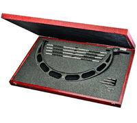 Starrett 714MEJFLZLCD Micrómetro de yunque intercambiable, dedal de fricción, tuerca de bloqueo, rango de 500 - 600 mm, graduación de 0,001 mm, precisión de +/-0,008 mm