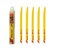 Starrett, Blíster de 5 Hojas de sierra de calar Bimetal Unique, Especial Madera, Color Amarillo, 75 mm - 4D - BU36-5