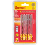 Starrett, Blíster de 5 Hojas de sierra de calar Bimetal Unique, Especial Madera, color amarillo, 75 mm - 4D - BU36T-5