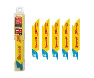 Starrett, Blíster de 5 Hojas de sierra de calar Bimetal Unique, Multimaterial, color amarillo, 100 mm - 2,5/2D - BU41014-5
