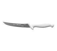 Starrett Cuchillo profesional de acero inoxidable para deshuesar de cocina, perfil curvado estrecho, 150 mm, mango blanco