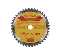 Starrett Hoja de sierra circular TCT de 235 mm para madera, 40 dientes, orificio de 16/19/25 mm