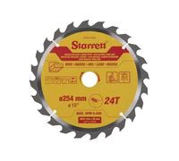 Starrett Hoja de sierra circular TCT de 254 mm para madera, 24 dientes, orificio de 16/19/25/30 mm