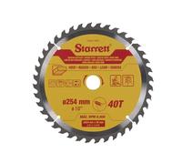Starrett Hoja de sierra circular TCT de 254 mm para madera, 40 dientes, orificio de 16/19/25/30 mm