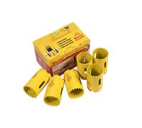 Starrett HSS - Juego de 6 sierras perforadoras bimetálicas FCH0114-6 de corte rápido extra cobalto - para chapa de acero inoxidable suave, madera, plástico, varios materiales, 32 mm
