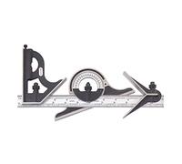Starrett Juego de combinación C9-12-4R, con cabezales de hierro fundido, centrado, cabezales cuadrados y transportadores, acabado negro arrugado, hoja de cromo satinado, 30,48 cm, grado 4R