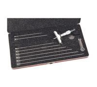 Starrett Medidor de profundidad Vernier 440Z-9RL, tope de trinquete, tuerca de bloqueo, tipo micrómetro, rango de 0-9 pulgadas, graduación de 0.000 pulgadas, base de 2.5 pulgadas, 9 varillas,