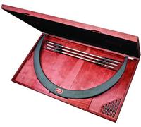 Starrett Micrómetro tubular tipo arco 724MLZ-750, yunques intercambiables, dedal liso, tuerca de bloqueo, rango de 600-750 mm, graduación de 0,01 mm, precisión de +/-0,0076 mm