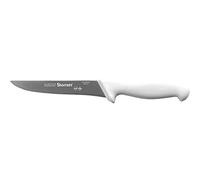 Starrett Professional Boning Knife - BKW103-6 Wide Straight 6 Inch (150mm) Ultra Sharp Sanitized Steel Blade - White Handle Kitchen Chef's Knife (DV8600)