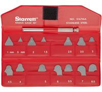 Starrett S167MAHZRadius - Juego de medidor de radios con soporte, acabado satinado, rango de 0,5 a 7 mm, aumento de 0,5 mm, calibres 14