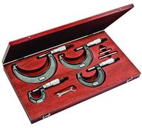 Starrett S436.1MBXRLZ® 436.1 Series - Juego de micrometro exterior, tope de carraca, tuerca de bloqueo, carburo caras, rango de 0 a 100 mm, graduación de 0,01 mm
