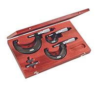 Starrett ST436.1AXRLZ® 436.1 Series - Juego de micrometro exterior, tope de carraca, tuerca de bloqueo, carburo caras, rango de 0 - 3 pulgadas, graduación de 0,0001 pulgadas