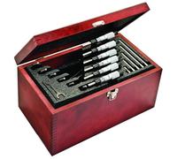 Starrett SV436.1MCXRLZ 436.1 Series - Juego de micrómetro exterior, parada de carraca, tuerca de bloqueo, caras de carburo, rango de 0-150 mm, graduación de 0,001 mm