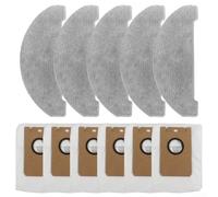 StarRing Juego de 11 bolsas de polvo de repuesto para trapeador Vexilar para Cleanova W11, accesorios de aspiradora robot autovaciante, 6 bolsas de polvo con 5 trapeadores