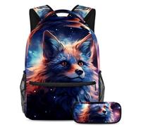 Starry Animals Estilo y función sin esfuerzo, mochila con estuche para lápices, juego de mochila escolar premium para niños, niñas y adolescentes, Multicolor#02, B：29.4x20x40cm P：19x7.5x3.8cm,