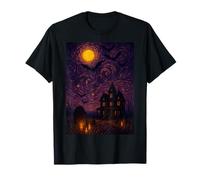 Starry Bats and Moonlit Night - Van Gogh Style Halloween Tee Camiseta