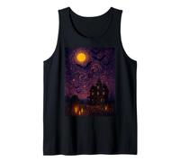 Starry Bats and Moonlit Night - Van Gogh Style Halloween Tee Camiseta sin Mangas