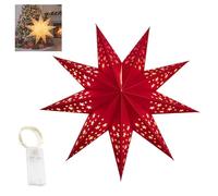 Starry Christmas Hanging Lights,Light Up Paper Stars,Christmas Paper Star Lantern,Foldable Decorative Xmas Hollow out Hanging Decoration Ornament (Red*1pcs)