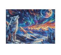 Starry Colorful Lobo Rompecabezas 300 Piezas Cartón Grueso para Coleccionistas Menagerie Radiante y fantástica Noches De Cita Mejora Concentración Ocio En Casa Regalo Reyes Magos 300 PCS