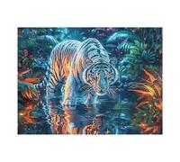 Starry Colorful Tigre Blanc Puzzle 500 Piezas Educativo 3D Bêtes enchantées lumineuses Juego De Rompecabezas para Familia Entretenimiento Creativo Construir Maquetas 500 PCS