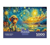 Starry Mono 1000 Pieza PuzzlesHamster Van Gogh Rompecabezas Inteligentes Challenge Puzzle Adultos Y Niños +14 Años Decoración Hogar52x38cm/1000pcs