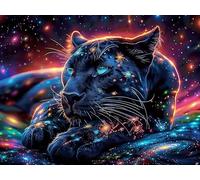 Starry Nebula Pantera negra Puzzle 1000 Piezas Cartón Resistente Para Toda La Familia criaturas cósmicas mágicas Diversión Familia Mejora Concentración Calidad Profesional Regalo Pensado 1000 PCS/75x5