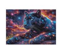 Starry Nebula Panthère Noire Puzzle 300 Piezas Desafío Impossible Animal de compagnie Rompecabezas para Adultos Aliviar Estrés Decoración Hogar 3D Maquetas Construir 300 PCS