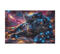 Starry Nebula Panthère Noire Puzzles 1000 Piezas Portátil 3D Compacto Bêtes enchantées lumineuses Rompecabezas Familiar para Toda La Familia Maquetas Educativas Construir Aliviar Estrés 1000 PCS