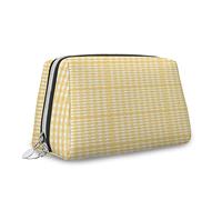 Starry Night, bolsa de maquillaje grande de cuero, astronomía de estrella en el cielo, bolsa de cosméticos de viaje, portátil, versátil, con cremallera, para mujer, azul, S, Amarillo Blanco_3, Talla