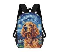Starry Night Cocker Spaniel Art Print -3 Mochilas Impresas En 3D Para Niños 17inch Mochilas De Moda Informales Para El Día A Día, Bolsas De Viaje, Mochilas Informales Para Exteriores Para Niños Y Niña