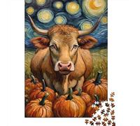 Starry Night Cow Rompecabezas para Adultos Pumpkin Patch 1000 Piezas Papel Reciclado para Adultos Rompecabezas Juego Educativo Y Desafiante 52x38cm/1000pcs