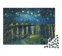 Starry Night Over River Rompecabezas Imposible,desafío para Adultos Entretenimiento Creativo 1000 Piezas Obra De Arte De Juego De para Adultos Y Niños A Partir De 12 Años 38x26cm/1000pcs
