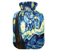 Starry Night Van Gogh - Botella de agua caliente con funda de forro polar suave, bolsa de agua caliente para aliviar el dolor de cuello y hombros, terapias frías y calientes, talla S
