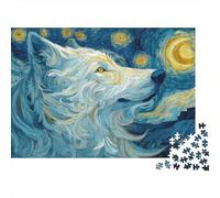 Starry Night Wolf Art Print Puzzle De 1000 Piezas Rompecabezas para Adultos Rompecabezas 1000 Piezas para Adultos para Amantes O Amigos Rompecabezas Imposable 70x50cm/1000pcs