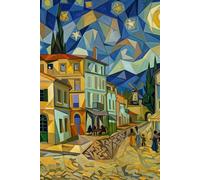 Starry Night Yellow House Village Journal Picasso Van Gogh: 6x9 Inch Lined Notebook, Van Gogh Inspired Mediterranean Street Art Cover, Aesthetic Post-Impressionist European Landscape Diary (100 Pages)