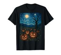 Starry Pumpkin Patch - Van Gogh Style Halloween Night Tee Camiseta