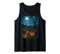 Starry Pumpkin Patch - Van Gogh Style Halloween Night Tee Camiseta sin Mangas