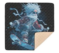 Starry Skate Santa - Alfombra de juego grande y elegante para bebé, de una sola pieza, para recién nacidos, bebés, niños pequeños, 50 x 50 pulgadas