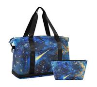 Starry Sky A Shooting Star Passing by Overnight Travel Duffel Bag Bolsa de viaje de fin de semana con bolsa de aseo para deportes plegable, cielo estrellado, una estrella fugaz pasando por, 1 size
