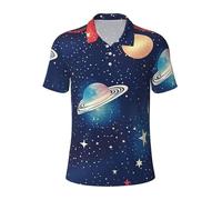 Starry Sky Universe - Polos versátiles con estampado espacial, transpirables, cómodos, de manga corta, casual, ropa de verano, Negro -, 4XL