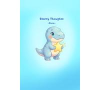 Starry Thoughts: 120 Lined Pages 6x9 Baby Blue Watercolor T-Rex Notebook