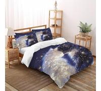 Starry Twin Cats Funda De Edredón 3 Piezas con Impresión En 3D Cosmic Cats con 2 Fundas De Almohada Super King（260x220cm） Microfibra Ropa De Cama para Adultos Y Niñas