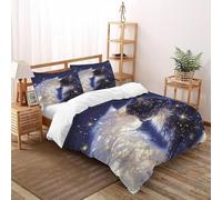 Starry Twin Cats Funda De Edredón 3 Piezas con Impresión En 3D Cosmic Cats con 2 Fundas De Almohada Double（200x200cm） Microfibra Ropa De Cama para Adultos Y Niñas