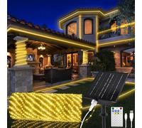 StarryEver 30M 1200 LED Solar Lichterschlauch Außenen, 2700K Warmweiß LED Lichterkette mit Fernbedienung & USB Port, Outdoor Lichterschlauch Außenen, LED Lchtschlauch für Trampolin Garten Balkon