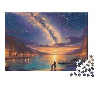 StarryNightVenecia Rompecabezas 1000 Piezas Arte del río Galaxy Cartón Premium para Niños 12+ Regalo Navidad para Relajarse Mejor Regalo Oferta 38x26cm/1000pcs