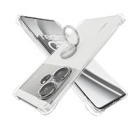 STARRYNOVA Funda Compatible con Realme GT 6 / GT 6T 5G, Carcasa Transparente Silicona con Anillo Metal, Anti-Caída de Cuatro Esquinas Clear Cover - Anillo Plateado