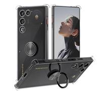 STARRYNOVA Funda Compatible con REDMAGIC 11 Air, Carcasa Transparente Silicona Anillo Metal Anti-Caída Cuatro Esquinas Clear Cover - Anillo Negro