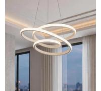 STARRYOL Lámpara colgante LED, lámpara de araña circular para restaurante, lámpara de techo de diseño irregular minimalista para dormitorio, sala de estar, luz blanca de 68 vatios