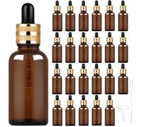 StarryTiger 24 Pcs 30ml Ambar Frasco Cuentagotas Cristal, Botellas Vacías con Cuentagotas, Botella Vacía Tintura para Aceite Esencial, Masaje, Fragancia, Aromaterapia, Laboratorio